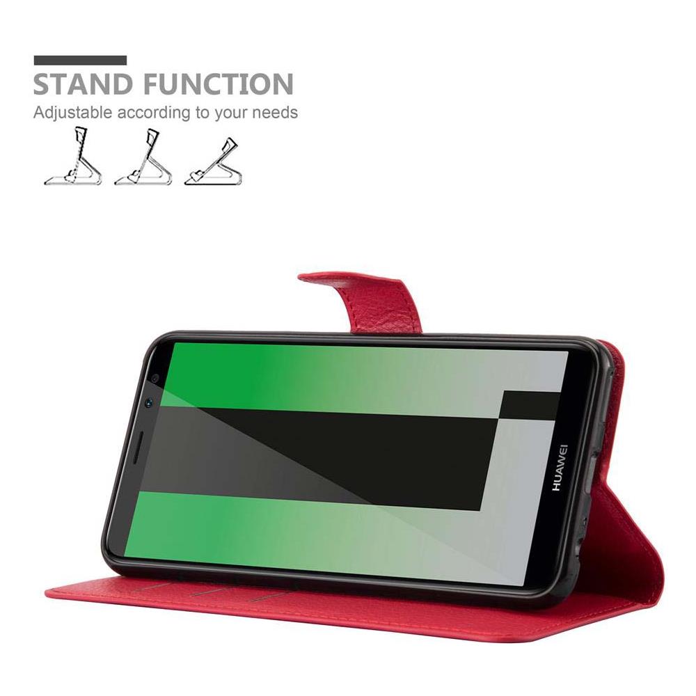 Custodia Compatibile Con Huawei Mate 10 Lite In Rosso Carminio - Coperchio Protettiva Con Chiusura Magnetica, Funzione Stand E Tasca Per Le Carte - Foto 6