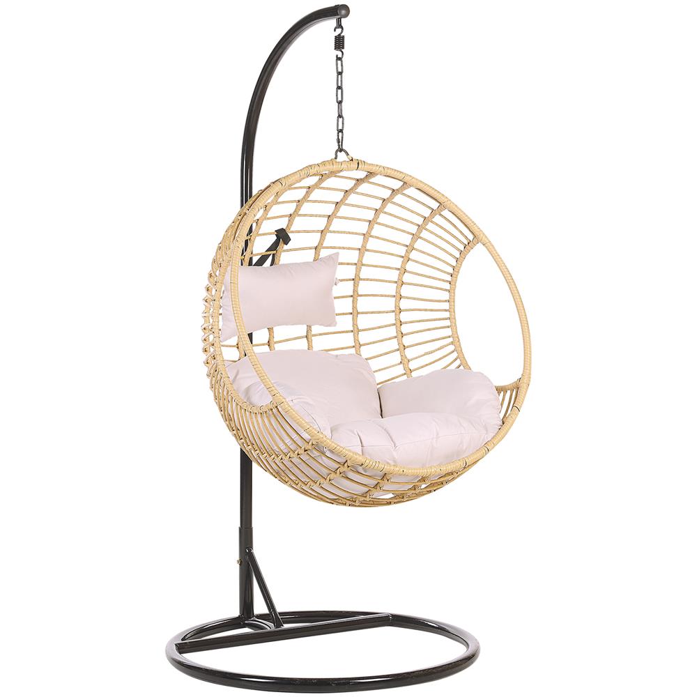 Poltrona Sospesa In Rattan Beige Con Piedistallo Aspio - Foto 1