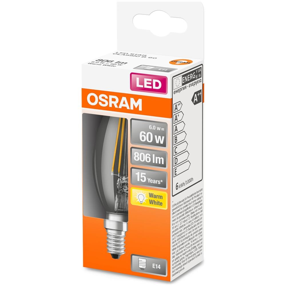 Lampada Led - E14 - Bianco Caldo - 2700 K - 6 W - Sostituisce Lampade Ad Incandescenza 60w - Led Retrofit Classic B - Foto 1