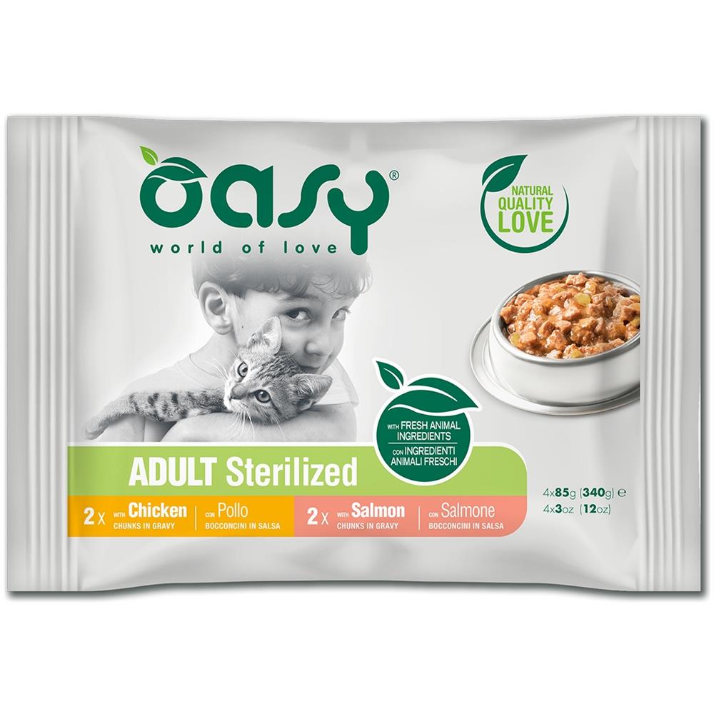 Multipack Sterilized 2 Pollo + 2 Salmone Bocconcini - 4 X 85 Gr - Foto 1