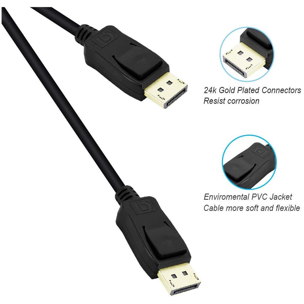 Displayport A Displayport 1.8m Cavo Dp A Dp Maschio A Maschio Cavo Placcati In Oro Cavo Supporti 4k 60hz 2k 144hz Compatibile Per Lenovo Dell Hp Asus E Altro - Foto 2