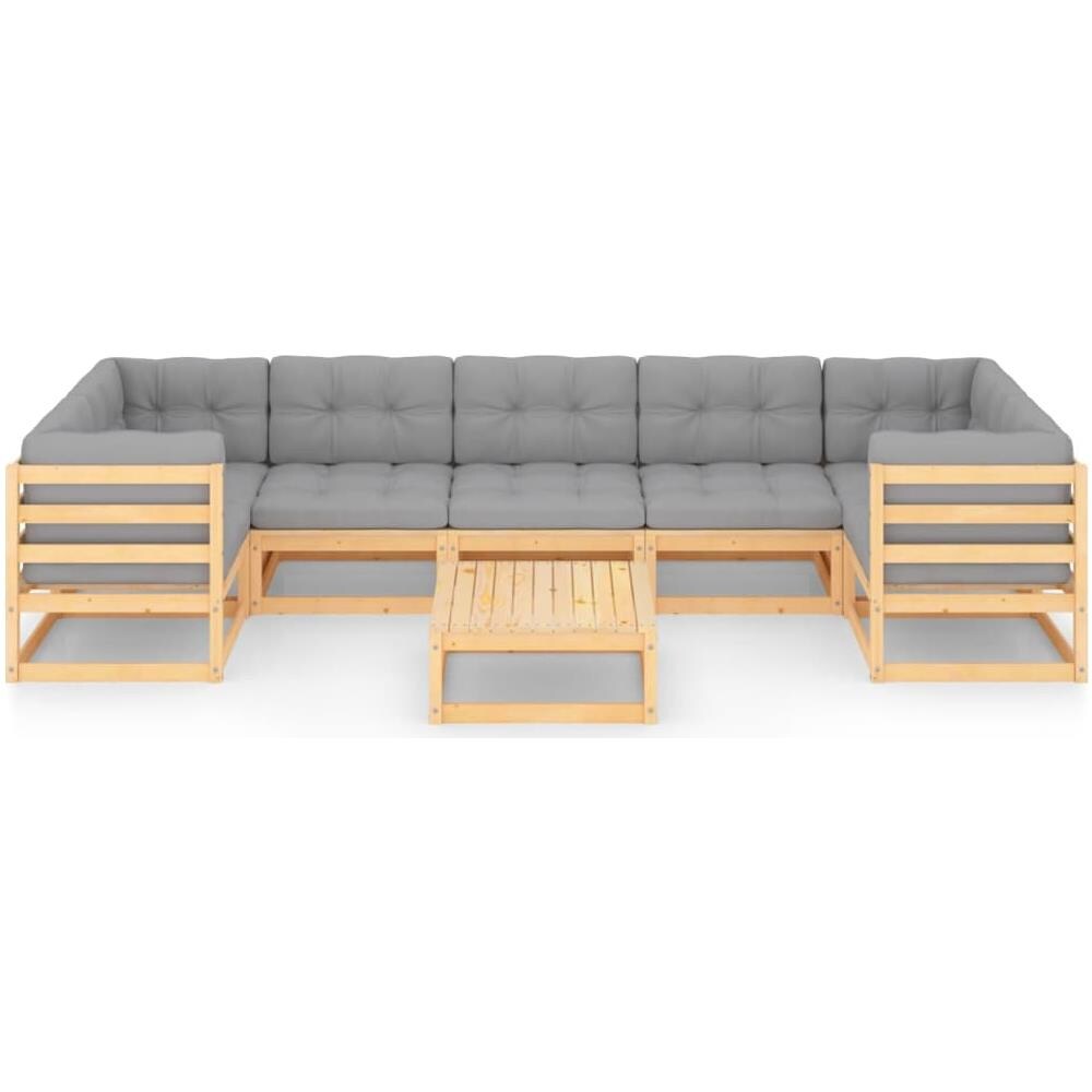 Set Salotto Giardino 8 pz Cuscini Antracite Legno Massello Pino - Foto 2