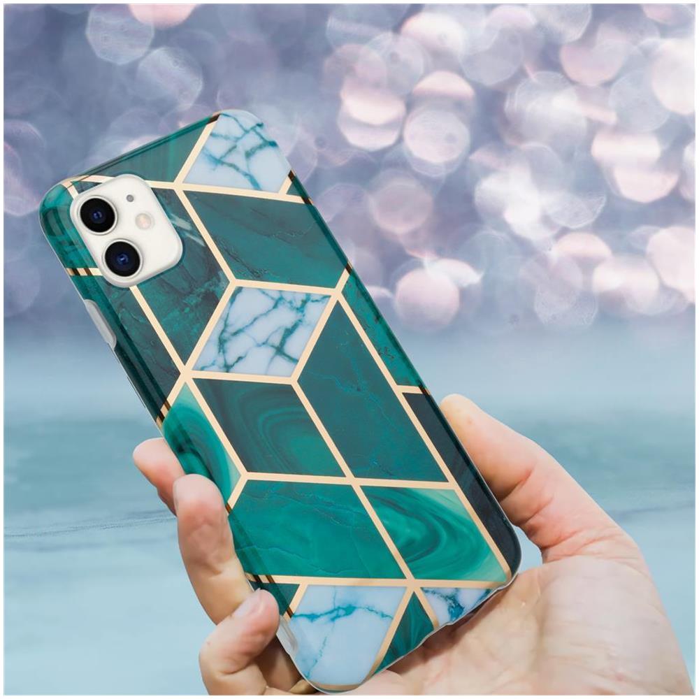 Custodia Compatibile Con Apple Iphone 11 (xi) In Marmo Oro Bianco Verde Scuro No. 6 - Coperchio Protettivo In Silicone Tpu Con Motivo A Mosaico - Foto 8