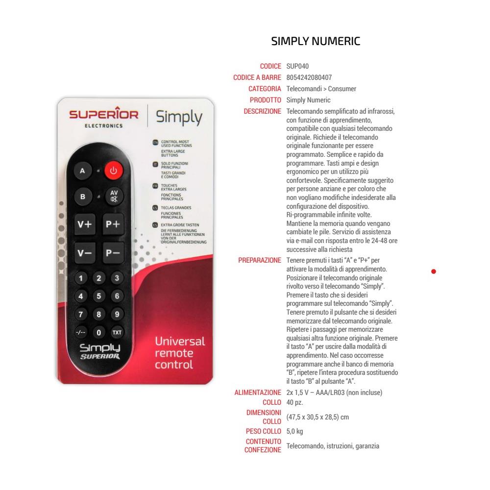 Superior Telecomando Universale Simply Numeric - Foto 2