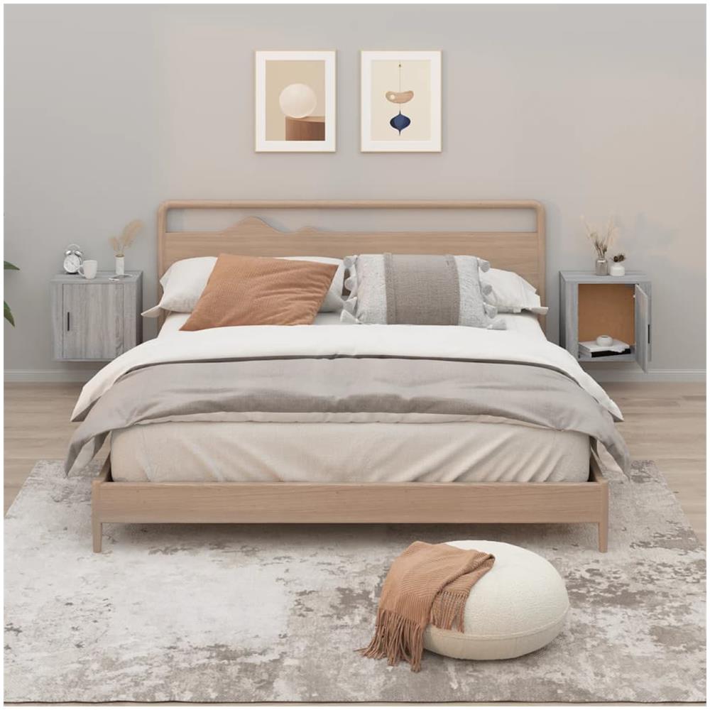 Comodini A Muro 2 Pz Grigio Sonoma 50x30x47 Cm - Foto 1