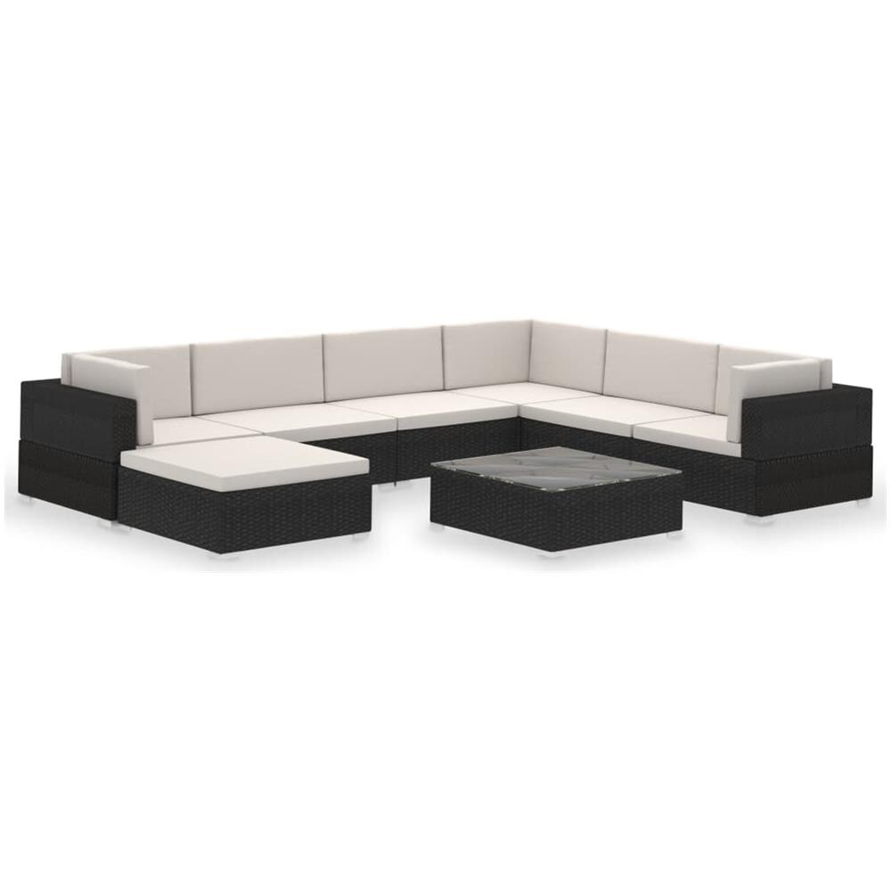 Set Divani Da Giardino 8 Pz Con Cuscini In Polyrattan Nero - Foto 2
