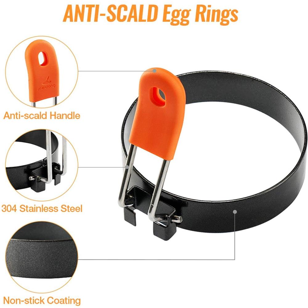 Anello Per Uova E Stampo Per Frittata Confezione Da 4 Pezzi Acciaio Inossidabile / Silicone - Foto 2