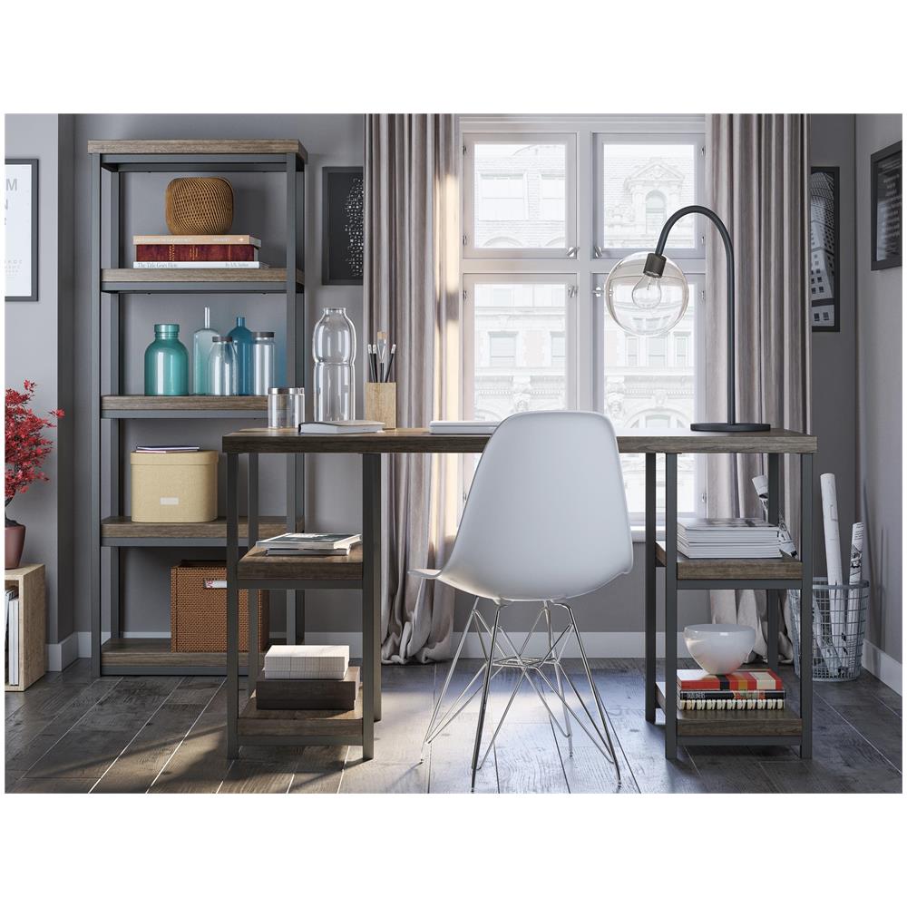 Ashlar Scrivania Per Computer Con 4 Ripiani In Truciolare Laminato Marrone - Foto 6