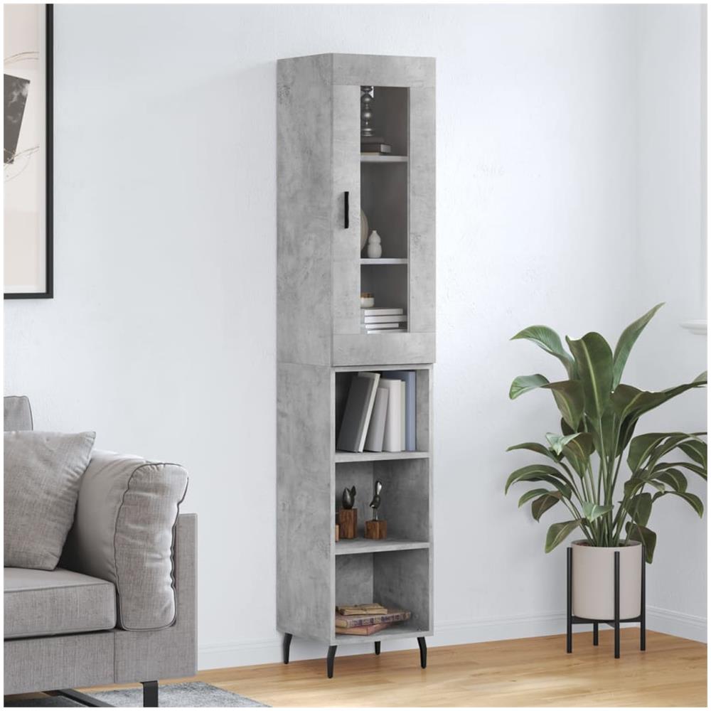 Credenza Grigio Cemento 34,5x34x180 Cm In Legno Multistrato - Foto 1