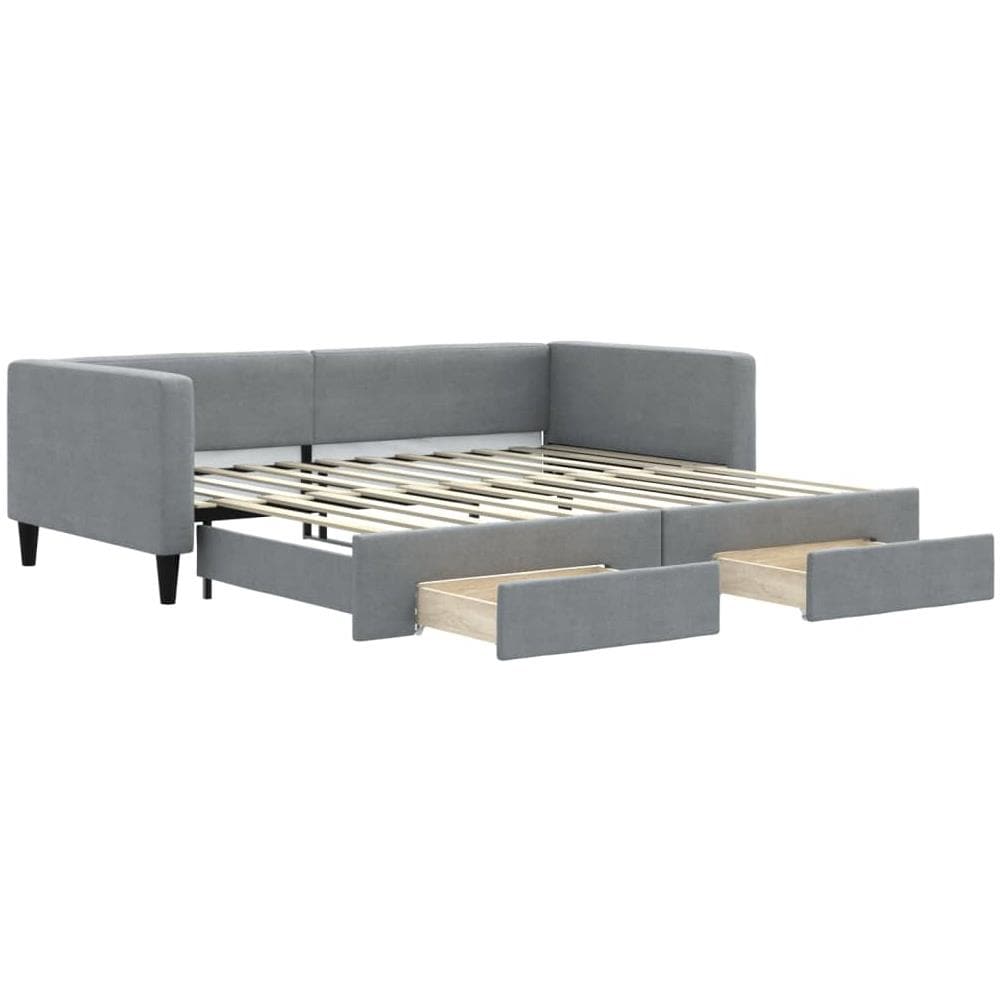 Divano Letto Estraibile Cassetti Grigio Chiaro 100x200 Tessuto - Foto 1