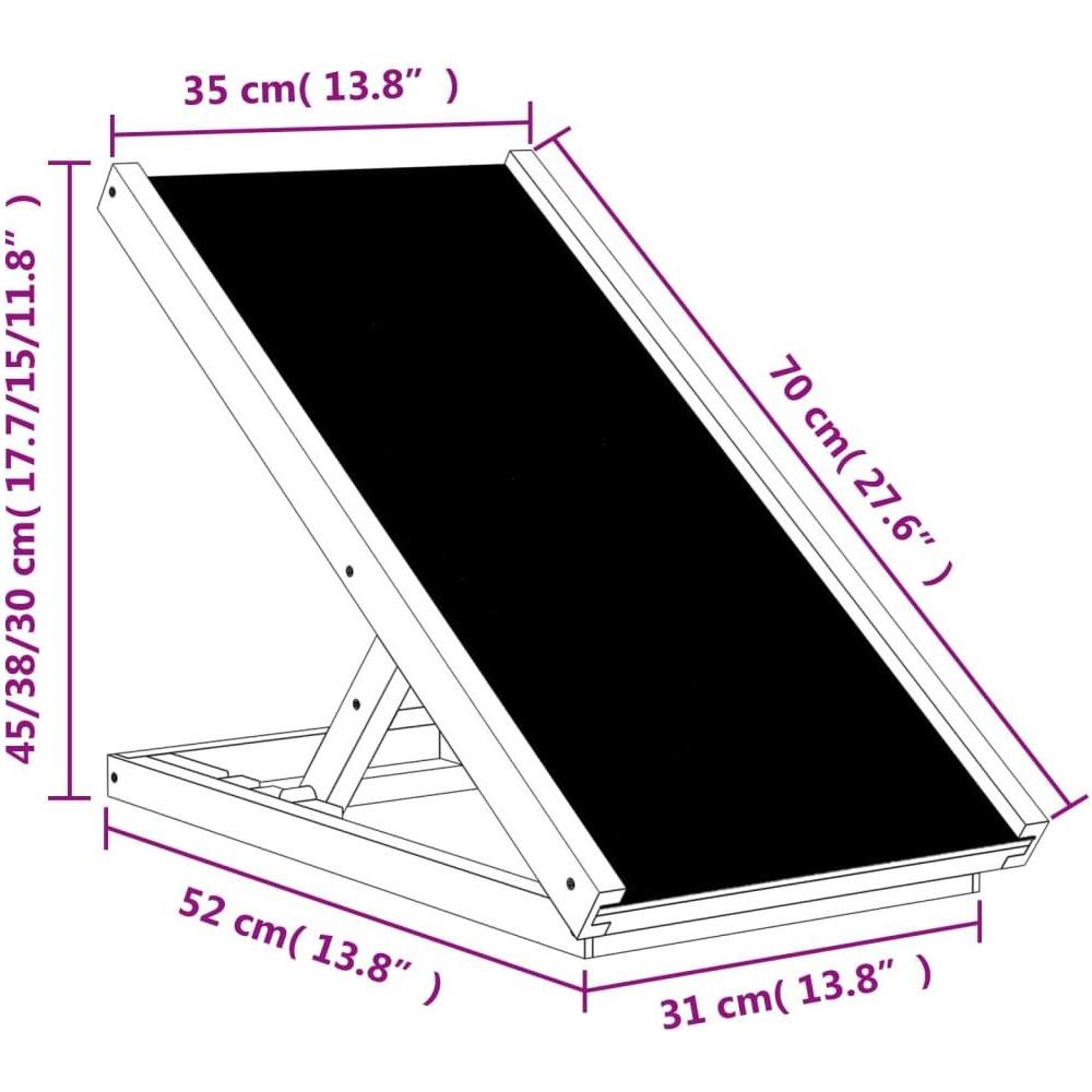Rampa per Cani Grigia 70x35 cm in Legno Massello di Abete - Foto 9