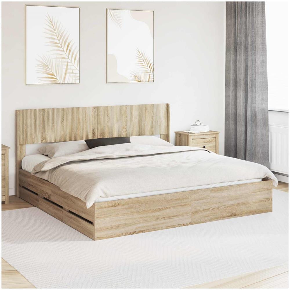 Struttura del letto con stoccaggio e testata Rovere Sonoma - Foto 1
