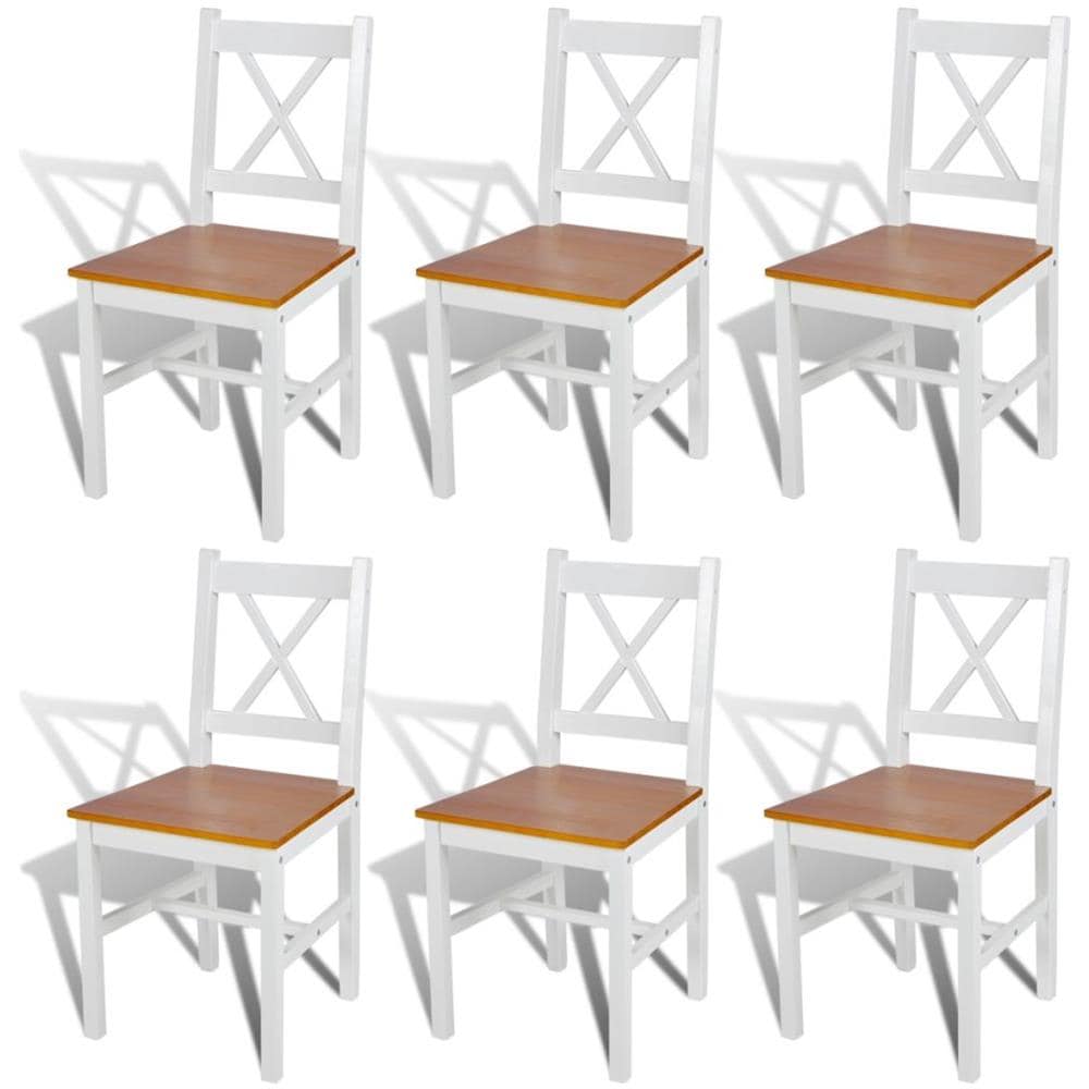 Sedia Da Tavola Legno Bianca E Colore Naturale 6 Pz - Foto 1