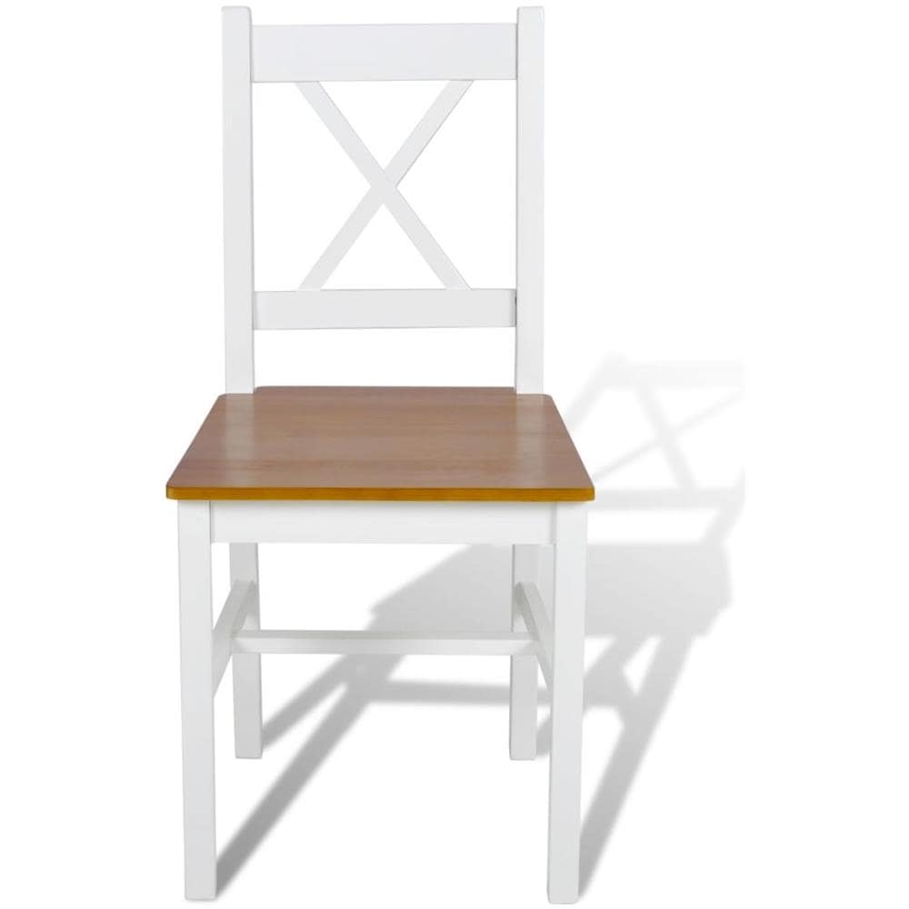 Sedia Da Tavola Legno Bianca E Colore Naturale 6 Pz - Foto 2