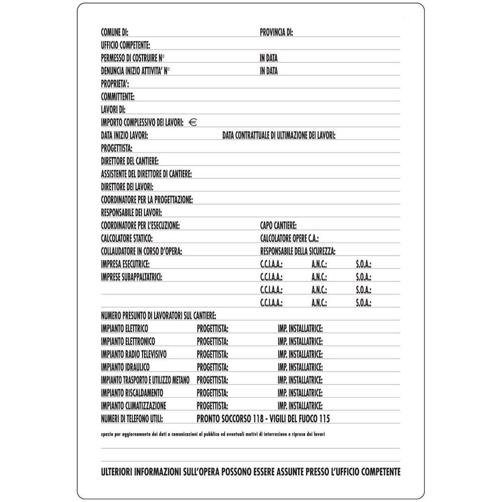 Cartello In Polionda Cartello Informazioni Cantiere 120x80 Cm - Foto 1