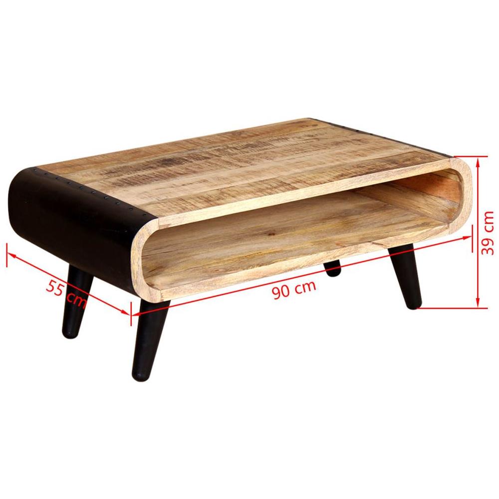 Tavolino Da Caffè In Legno Grezzo Di Mango 90x55x39 Cm - Foto 8