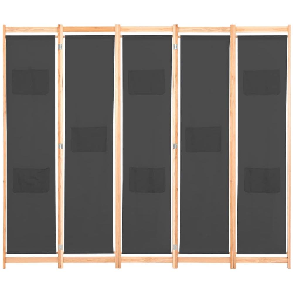 Divisorio A 5 Pannelli Grigio 200x170x4 Cm In Tessuto - Foto 2