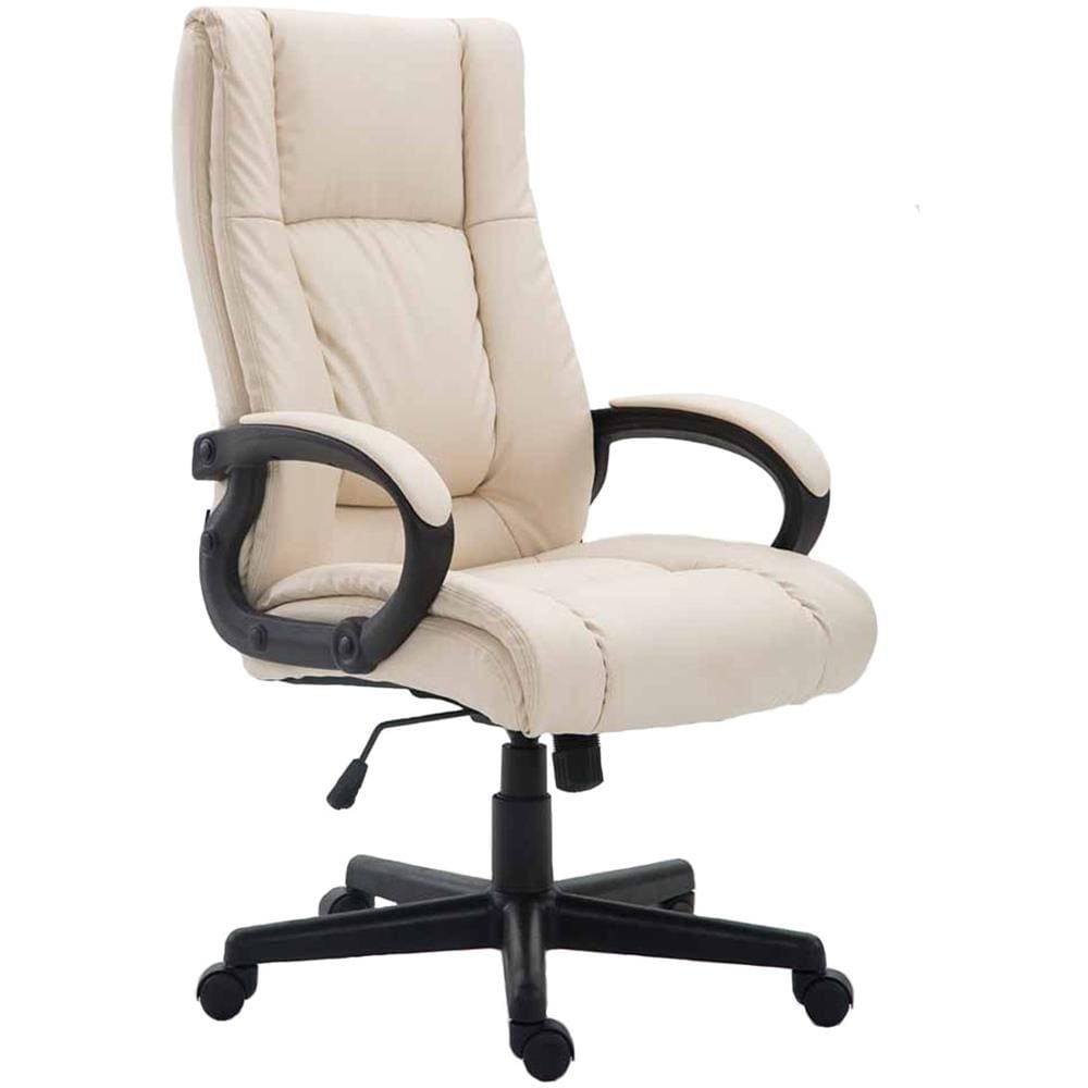 Sedia Ufficio Sparta XL in Similpelle I Poltrona Direttore Ergonomica Oscillante I Sedia Girevole con Braccioli I Carico Max 140KG Crema - Foto 1