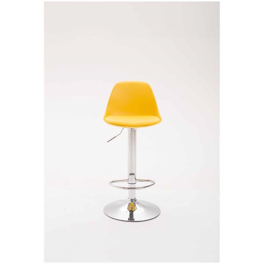 Sgabello Design Kiel in Polipropilene e Similpelle - Sgabello Cucina Girevole e Regolabile - Sgabello da Bar Imbottito e con Poggiapiedi Giallo Cromato - Foto 2