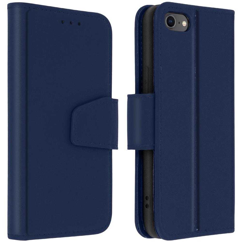 Custodia In Pelle A Portafoglio Per IPhone 7/8/SE 2020 – Con Slot Carte E Supporto, Chiusura Magnetica, Blu - 3
