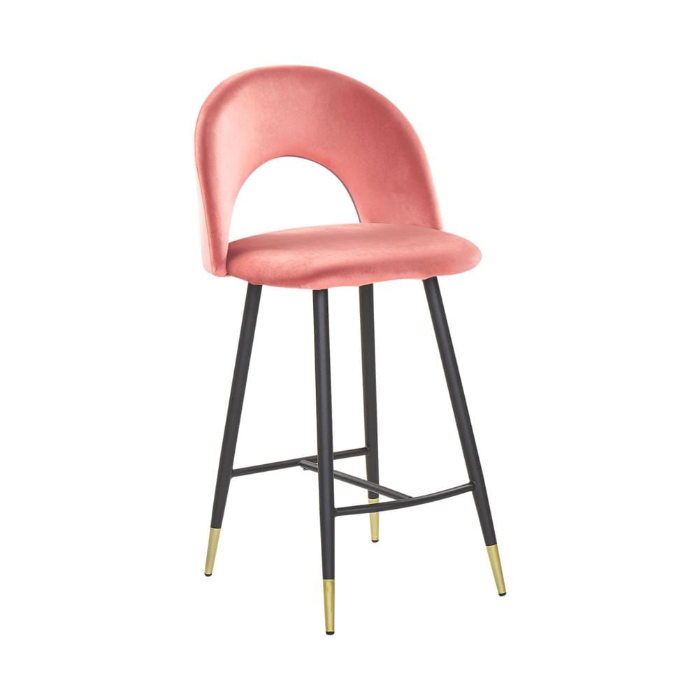 Set Di 2 Sgabelli Da Bar In Velluto Rosso Corallo Falton - Foto 2