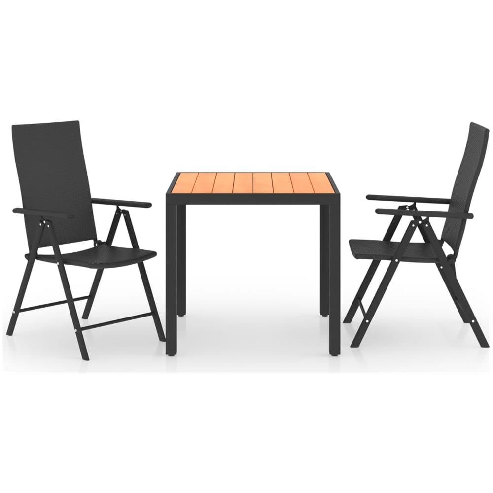 Set Da Pranzo Da Giardino 3 Pz Nero E Marrone - Foto 1