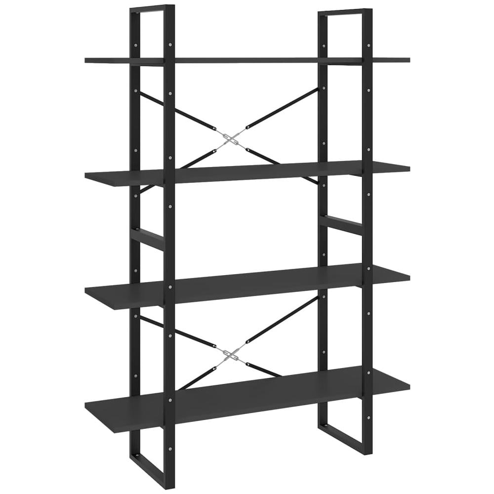 Libreria a 4 Ripiani Grigia 100x30x140 cm in Legno Multistrato - Foto 2
