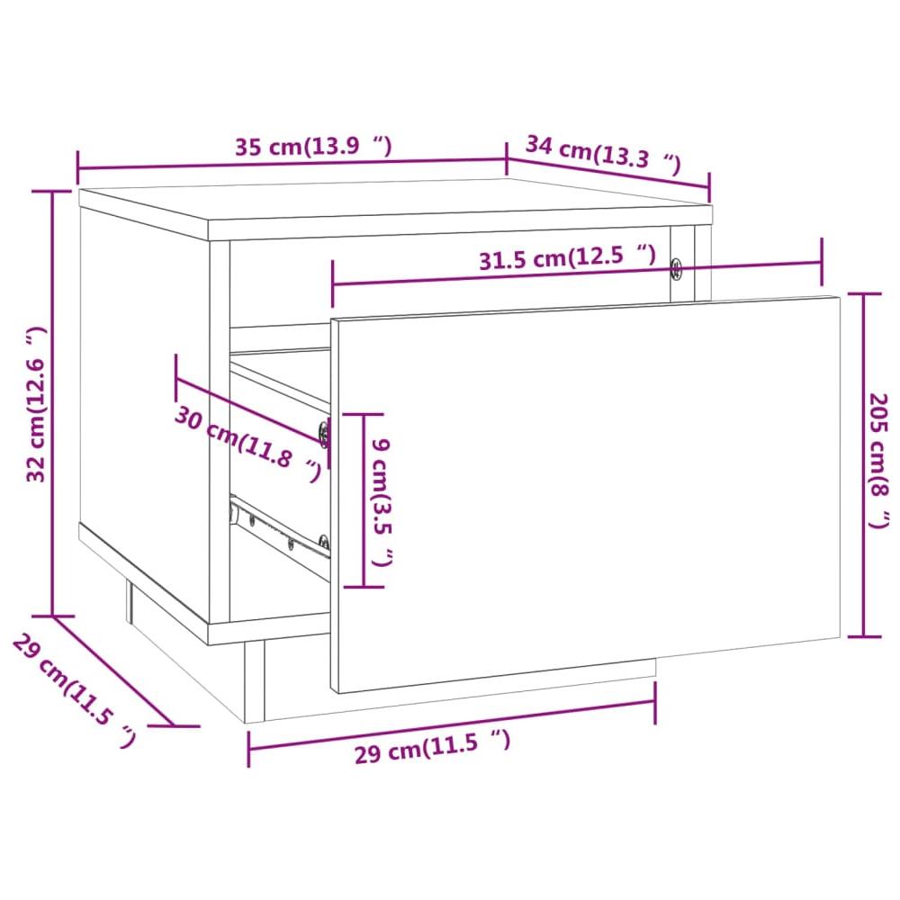 Comodino Bianco 35x34x32 Cm In Legno Massello Di Pino - Foto 9