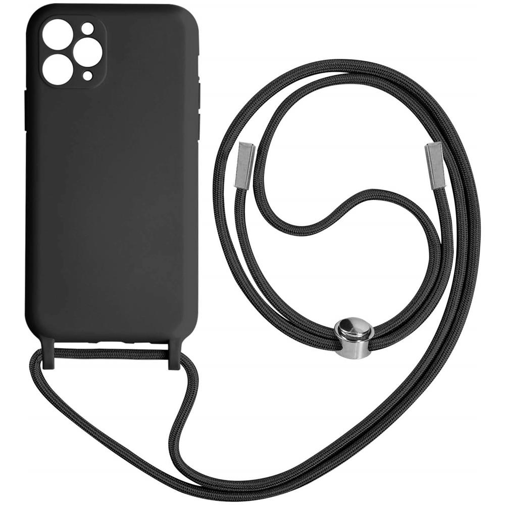 Cover Semirigida Per Iphone 11 Pro Cordino Nylon Intrecciato 80 Cm Nera - Foto 1