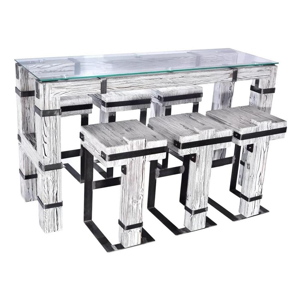 Set Di Mobili Da Bar Ldw (tavolo 180x60 Cm + 6 Sgabelli, Colore Bianco) Drohobycz - Foto 1