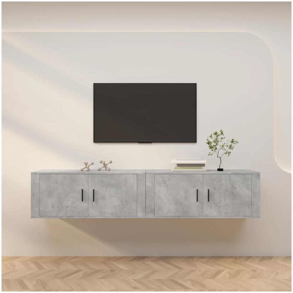 Mobili Porta Tv A Parete 2 Pz Grigio Cemento 100x34,5x40 Cm - Foto 1