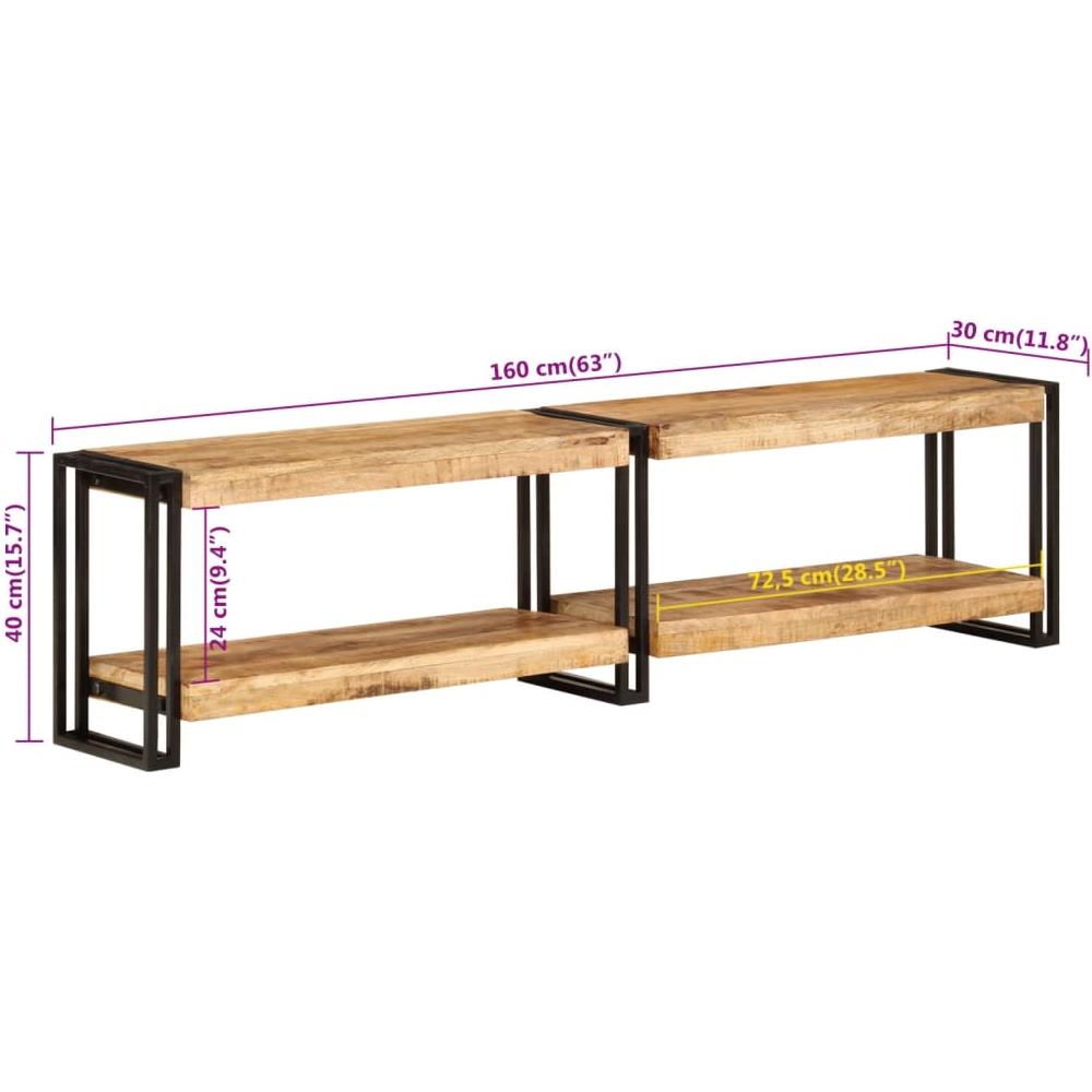 Mobile Porta Tv 160x30x40 Cm In Legno Massello Di Mango - Foto 7