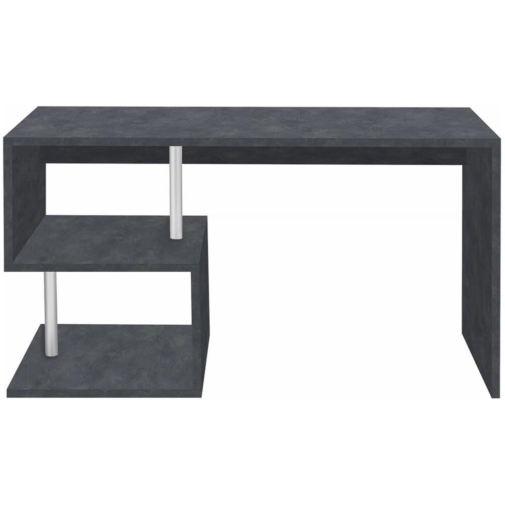 Scrivania Valerio, Scrittoio Lineare Porta Pc, Tavolo Multiuso Per Ufficio, Scrivania Salvaspazio Multiposizione, 100% Made In Italy, Cm 140x60h78, Ardesia - Foto 4