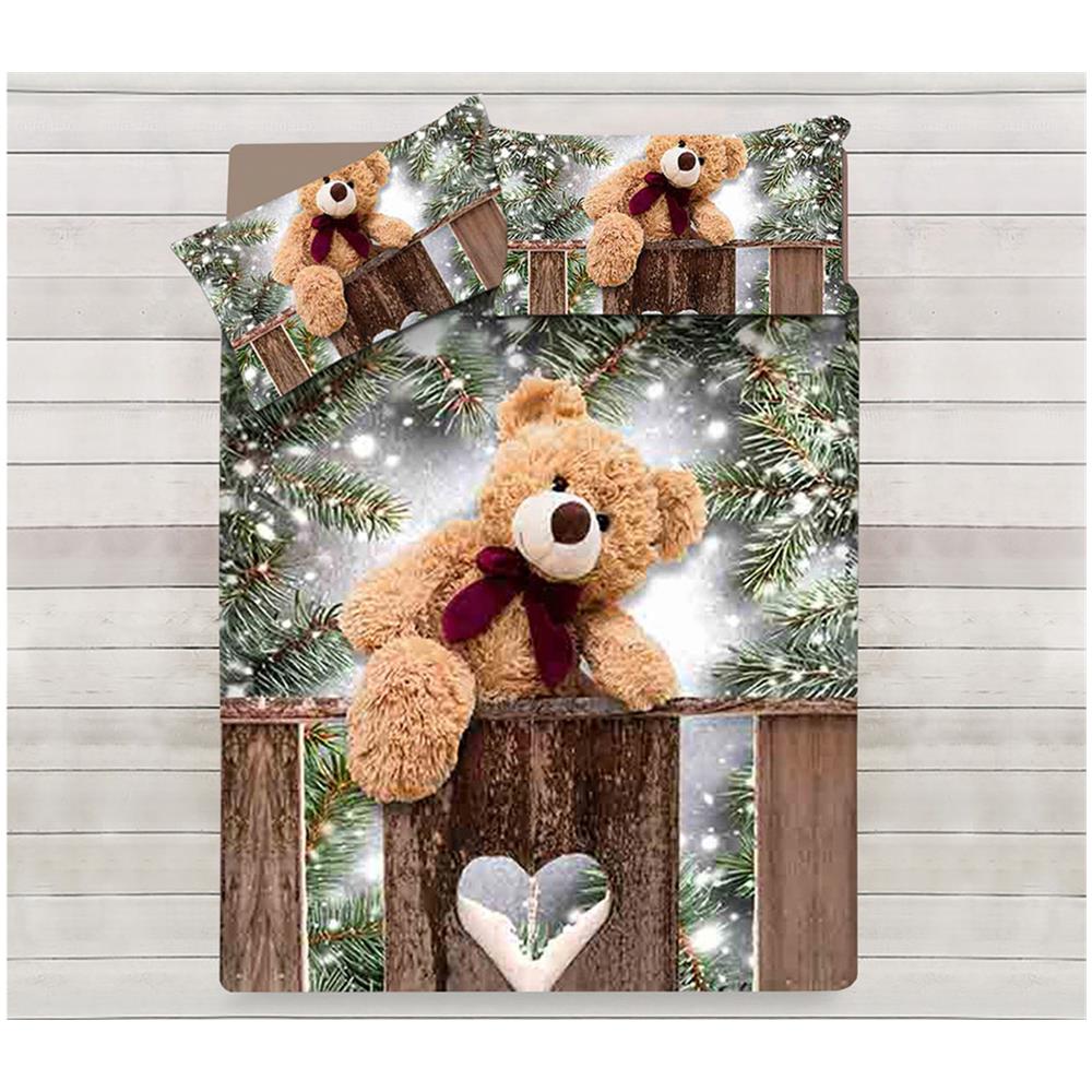 BiancheriaWeb Coppia Federe Cuscino 50x80 Cm – 100% Cotone, Disegno Renna, Bottoni Laterali – Made In Italy