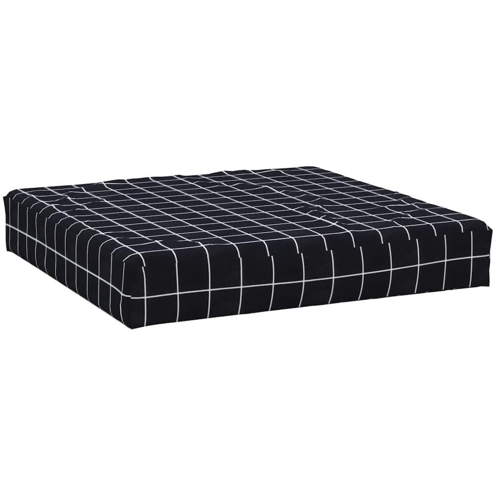 Cuscino Pallet Motivo A Quadri Nero 60x60x8 Cm Tessuto Oxford - Foto 2