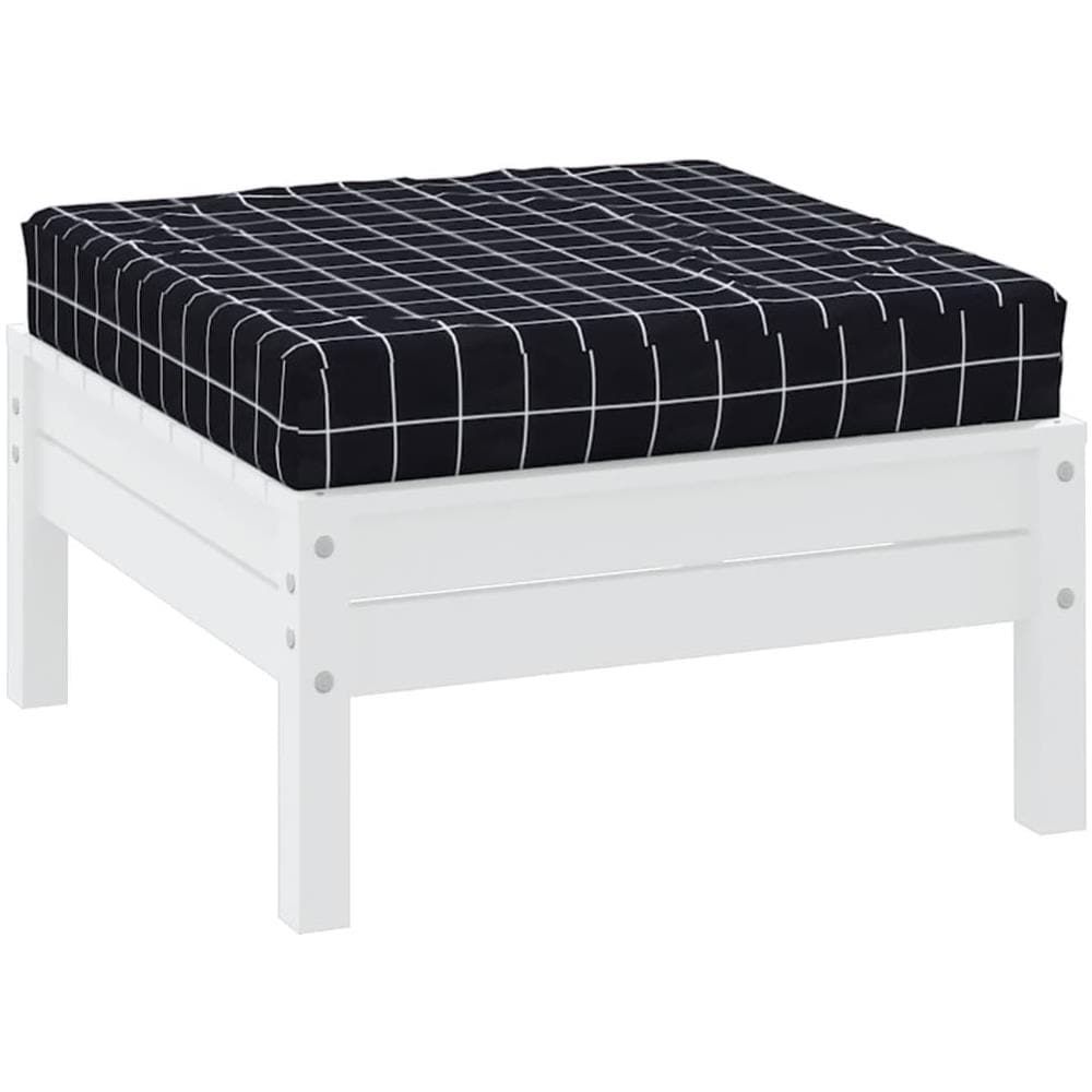 Cuscino Pallet Motivo A Quadri Nero 60x60x8 Cm Tessuto Oxford - Foto 3