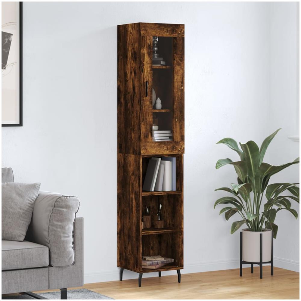 Credenza Rovere Fumo 34,5x34x180 Cm In Legno Multistrato - Foto 1