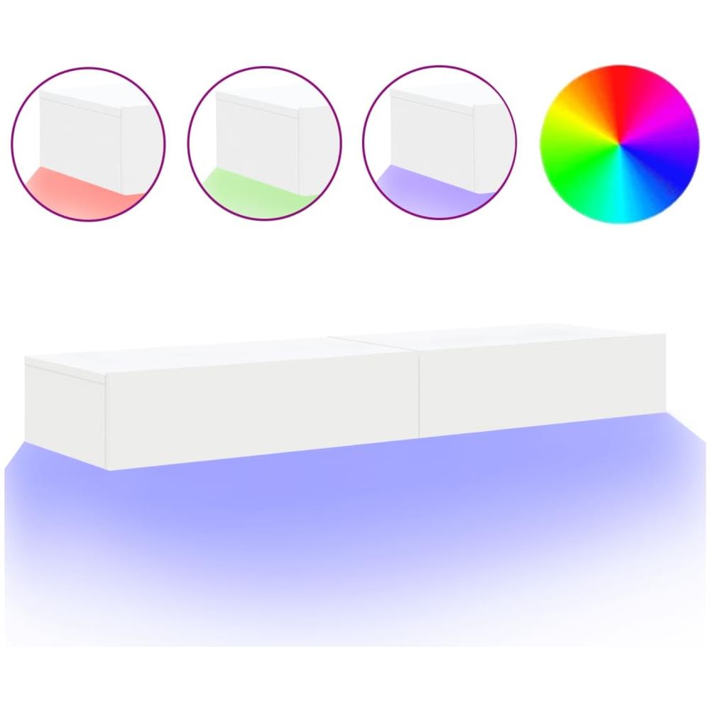 Mobili Porta Tv Con Luci Led 2pz Bianchi 60x35x15,5 Cm - Foto 2