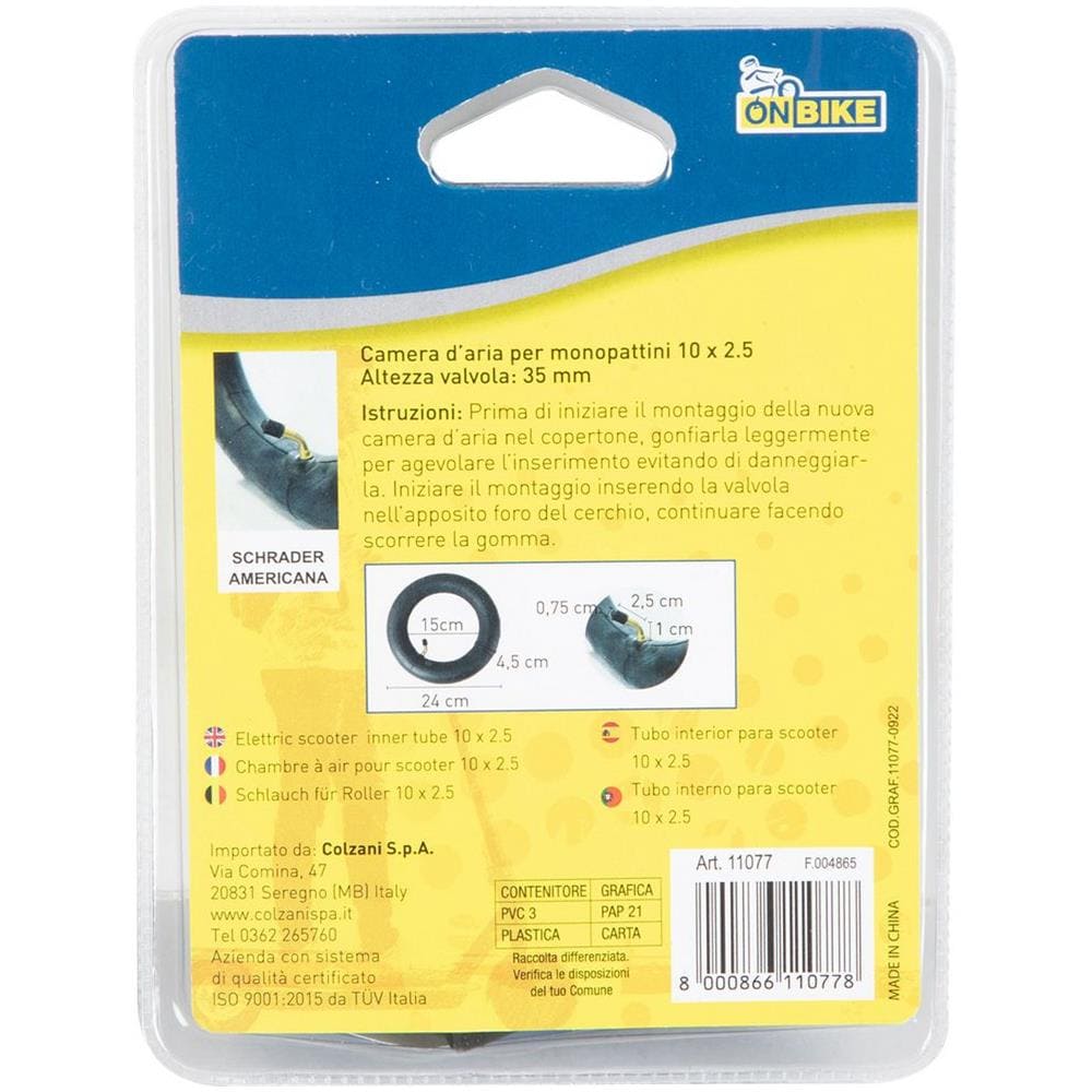 Camera D'aria Per Monopattino Misura 10x2.5, Con Valvola Americana Curva, Sicura E Resistente - Foto 2