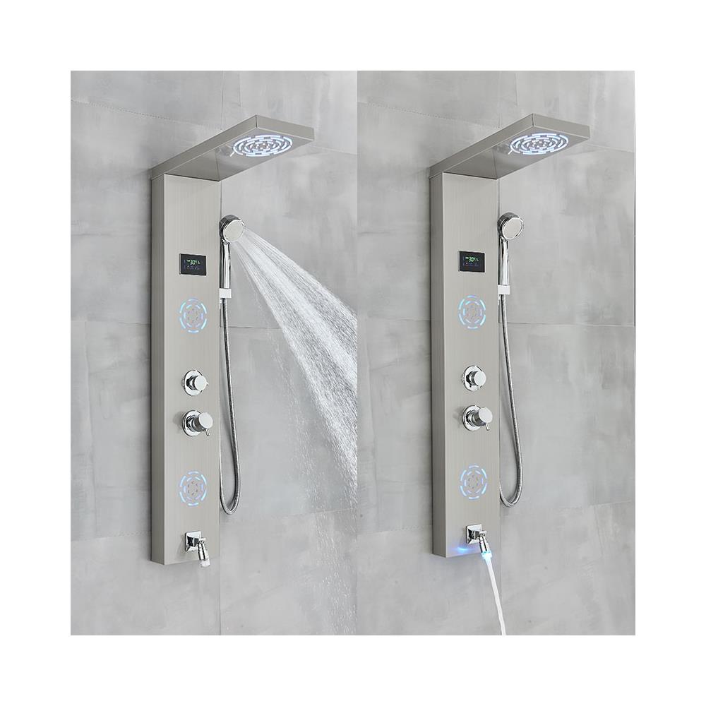 Pannello doccia Blackswan, modello M9008 nichelato con LED, display digitale, bocca e funzioni SPA, misura 114 cm - Foto 4