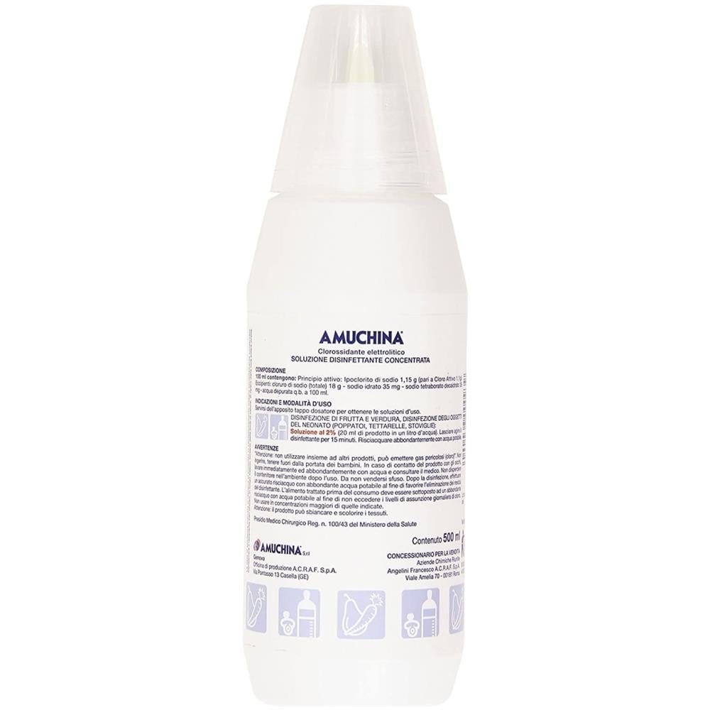 Amuchina Liquida 100% Disinfettante Igienizzante a Base di Ipoclorito di Sodio Antimicrobico Ad Ampio Spettro D'Azione 500 ml - Foto 3