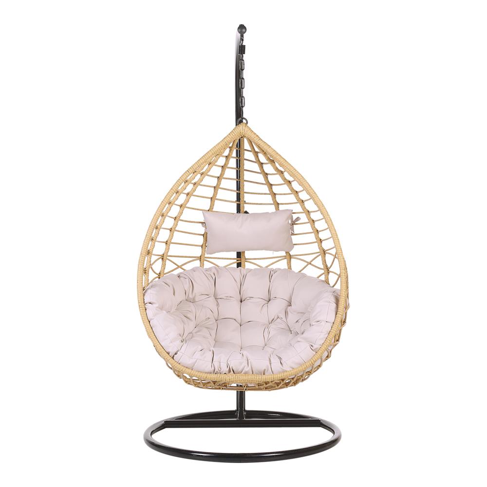 Poltrona Sospesa In Rattan Beige Con Piedistallo Arsita - Foto 2