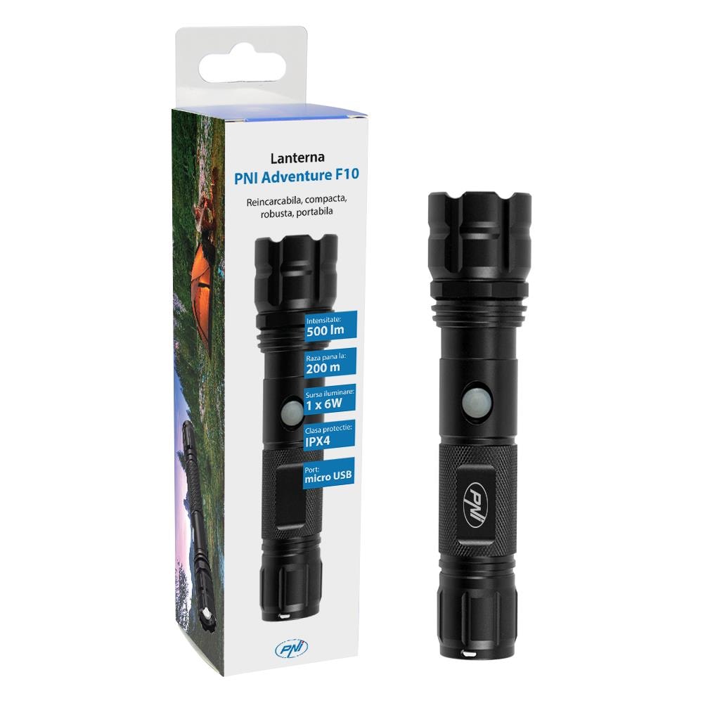 Torcia Adventure F10 In Alluminio Con Led 1x6w, Messa A Fuoco Da 500lm A 200m, Con Batteria E Porta Micro Usb - Foto 1