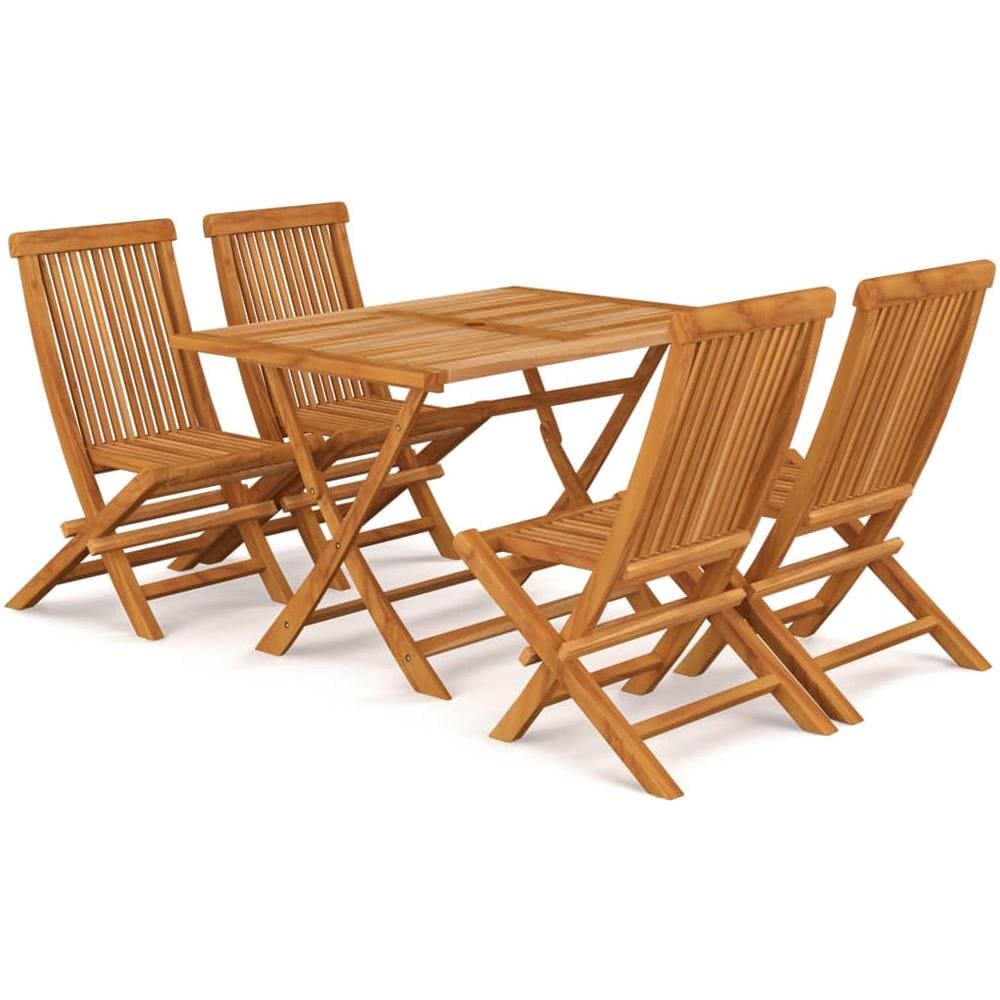 Set Da Pranzo Da Giardino 5 Pz In Legno Massello Di Teak - Foto 1