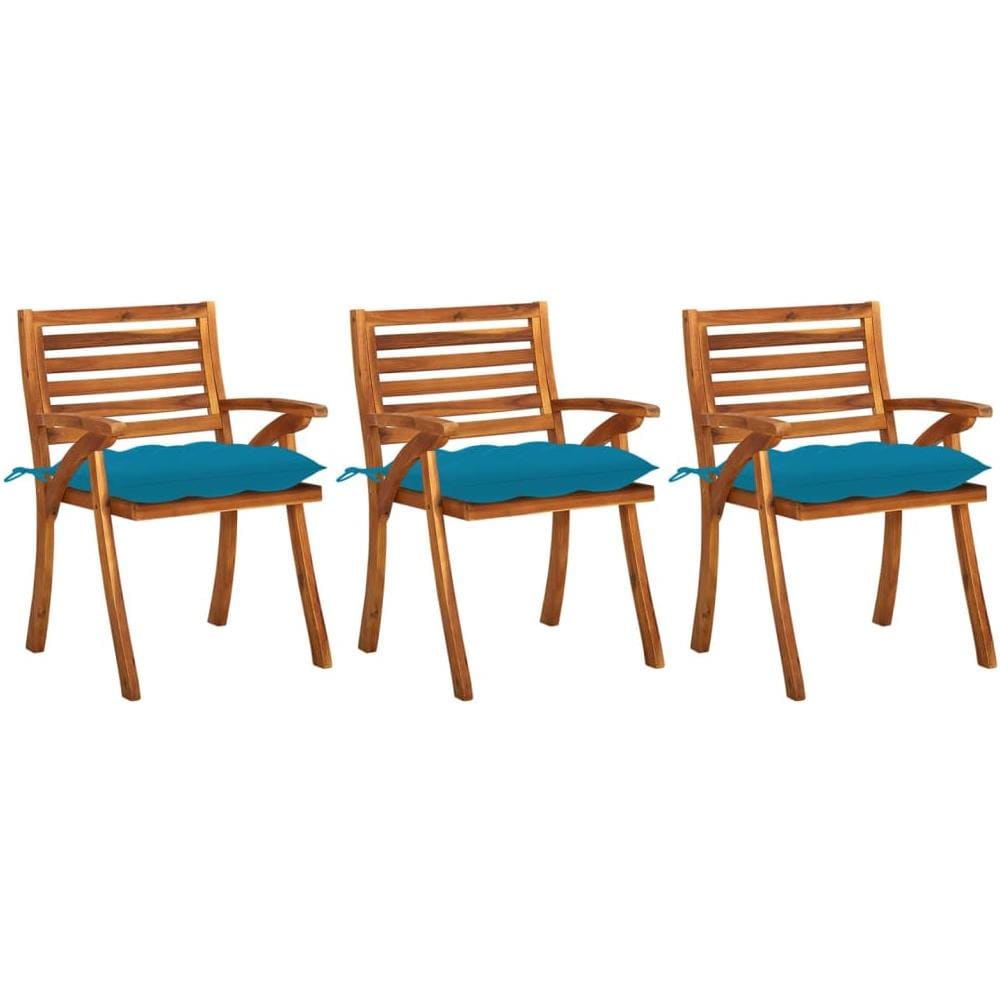 Sedie da Pranzo da Giardino con Cuscini 3 pz Massello di Acacia - Foto 1