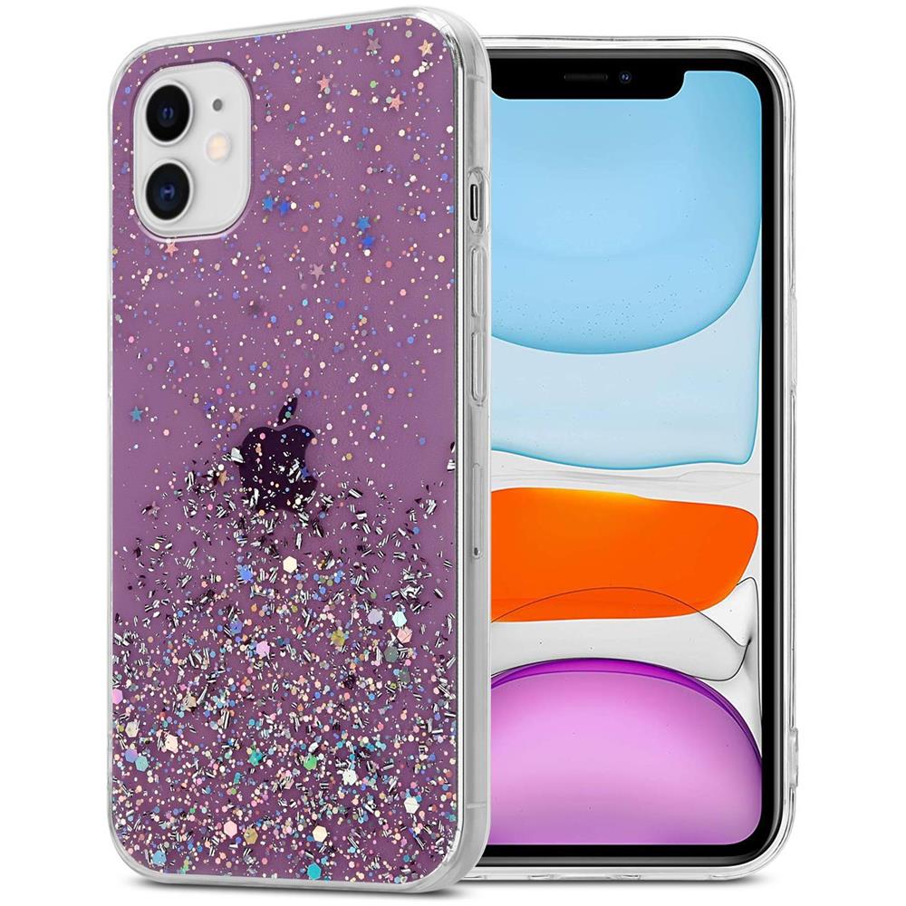 Custodia Compatibile Con Apple Iphone 11 Pro In Viola Con Glitter - Coperchio Protettivo In Silicone Tpu Flessibile Con Glitter Scintillanti - Foto 1