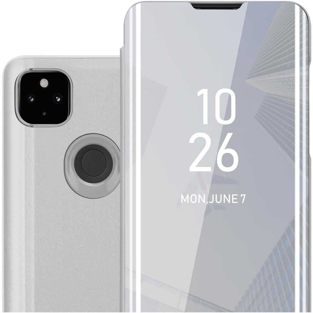 Custodia Compatibile Con Google Pixel 4a In Agata Argento - Clear View Specchio Coperchio Protettivo Con Funzione Di Supporto Protezione A 360 Gradi - Foto 1