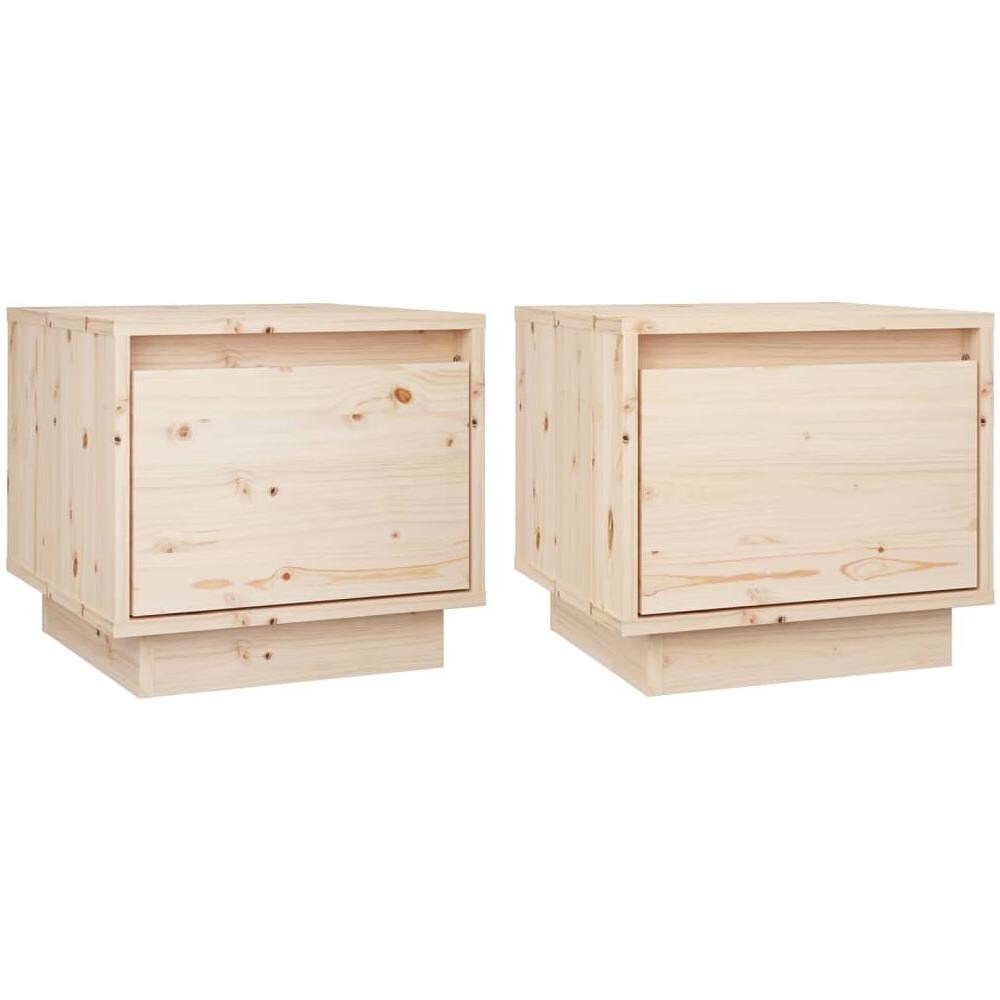 Comodini 2 Pz 35x34x32 Cm In Legno Massello Di Pino - Foto 2