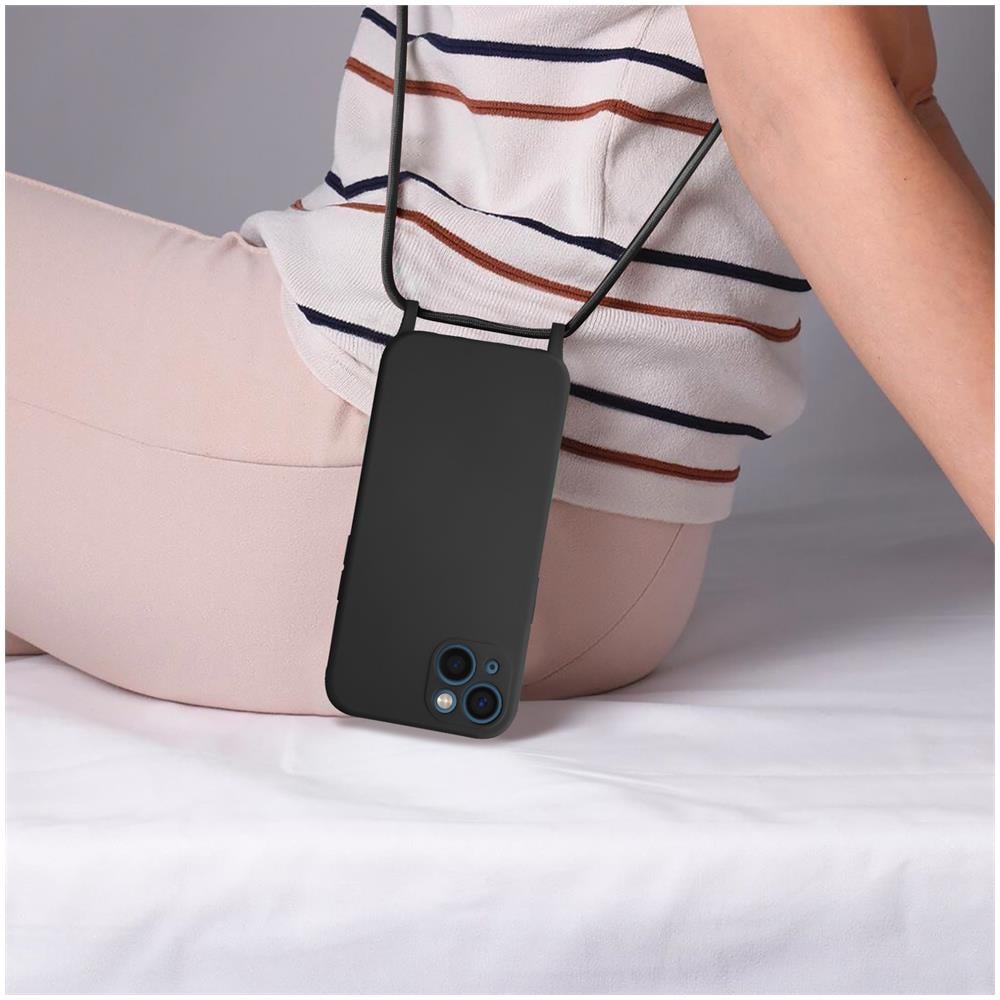 Cover Semirigida Per Iphone 13 Mini Cordino Nylon Intrecciato 80 Cm Nera - Foto 2