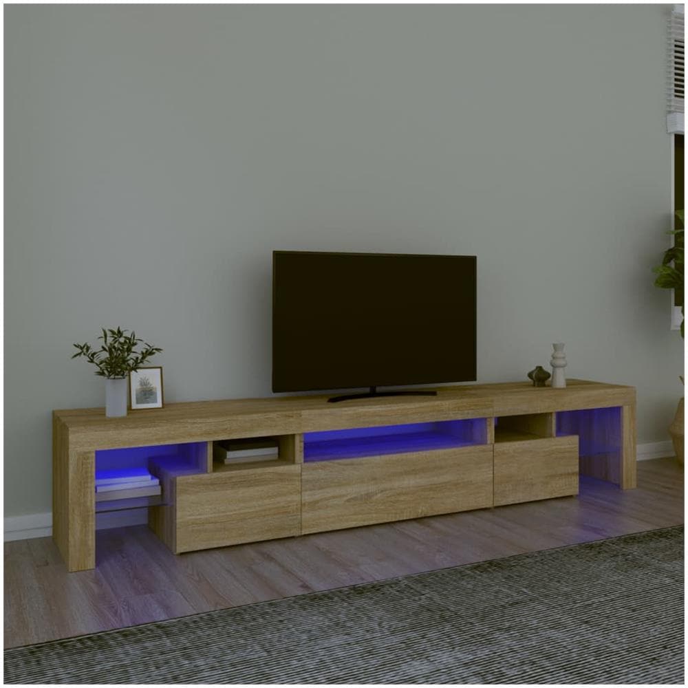 Mobile Porta Tv Con Luci Led Rovere Sonoma 215x36,5x40 Cm - Foto 1